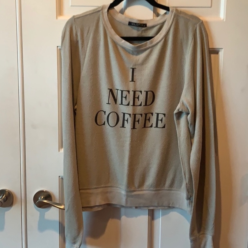 WILDFOX “I NEED COFFEE” long sleeve comfy tee
